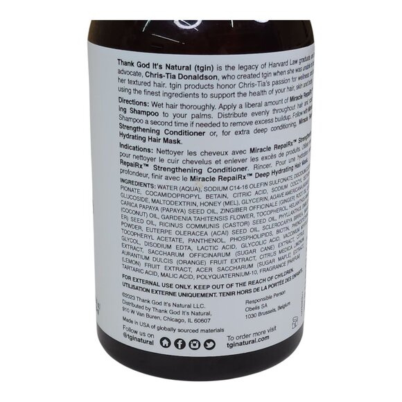 TGIN Miracle RepaiRx Strengthening Shampoo 13 Oz With Castor Oil & Biotin - Picture 6 of 9